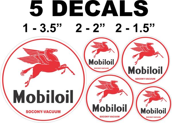 5 Mobiloil Mobil Oil Socony Vacuum Decals Right Facing Pegasus