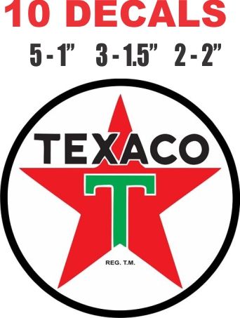 10 Texaco Decals - Very Nice For Scale models. Dioramas, Gas / Oil Cans