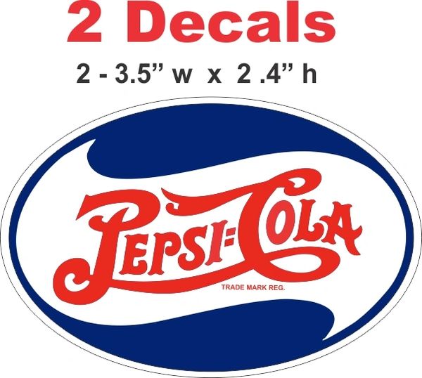 2 Oval Vintage Style Pepsi Cola Decals