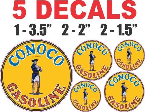 5 Conoco Gasoline Decals