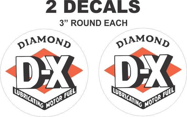 2 Diamond DX Lubricating Motor Fuel Decals