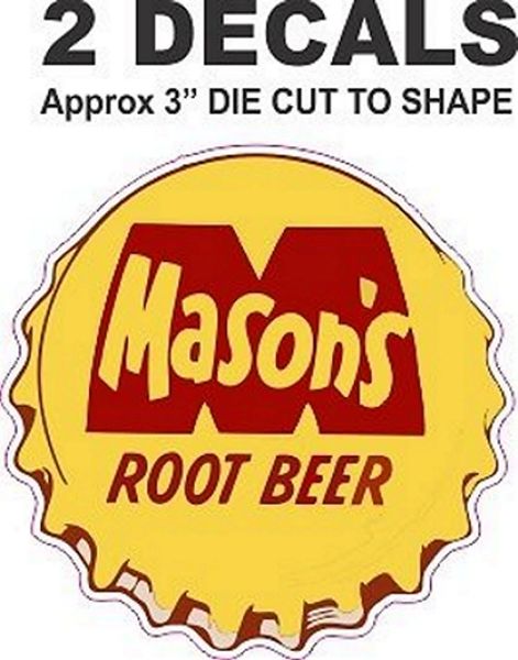 2 Vintage Style Mason's Root Beer Decal - Die Cut The way it;s suppose to be