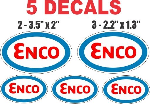 5 Enco Gasoline Decals