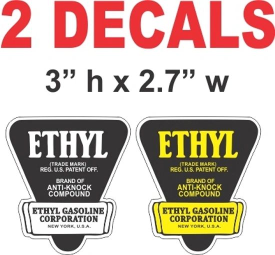 2 Ethyl Decals - 1 White & 1 Yellow - Nice - Die Cut To Shape