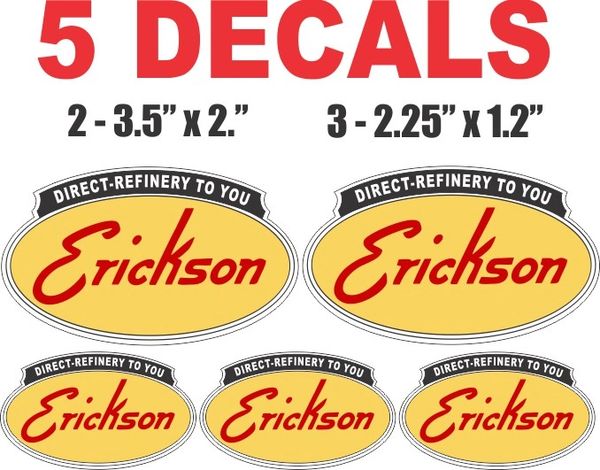 5 Erickson Gasoline Decals