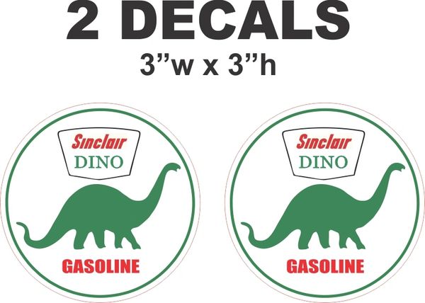 2 Dino Sinclair Gasoline Decals