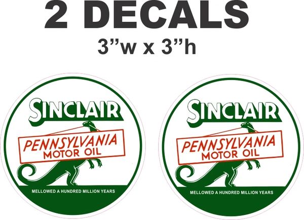 2 Sinclair Pennsylvania Motor Oil Decals