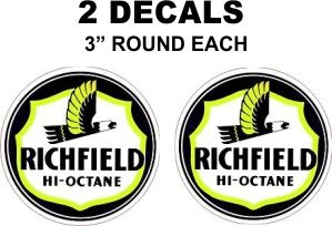 2 Richfield Hi-Octain Gasoline Decals - Nice