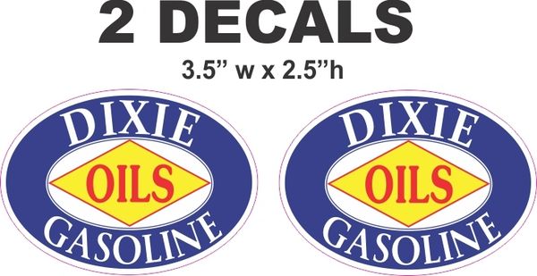 2 Dixie Gasoline Oval Decals