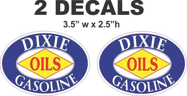 2 Dixie Gasoline Oval Decals