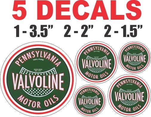 5 Valvoline Motor Oils Round Decals
