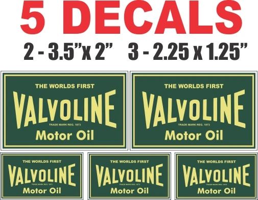 5 Valvoline Motor Oil Decals - Very Nice