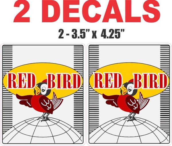 2 Red Bird Gasoline Decals - Nice / Sharp