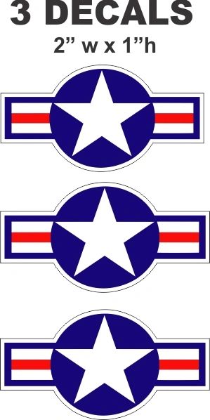 3 Decals Stars & Stripes Air force
