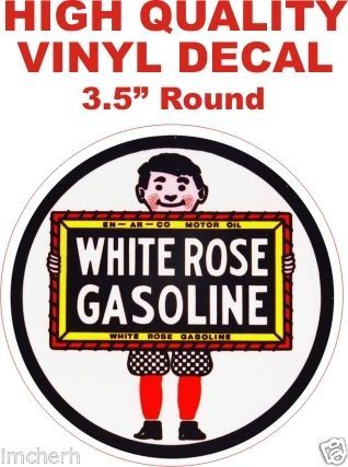 1 Vintage Style White Rose Gasoline Decal