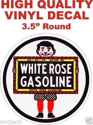 1 Vintage Style White Rose Gasoline Decal