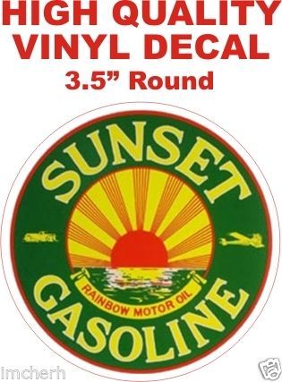 1 Vintage Style Sunset Gasoline Round Decal