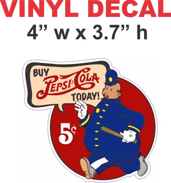 Vintage Style Pepsi Pete The Cop Decal