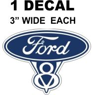 1 Decal Ford V8 Decal - Very Nice - Die Cut To Shape