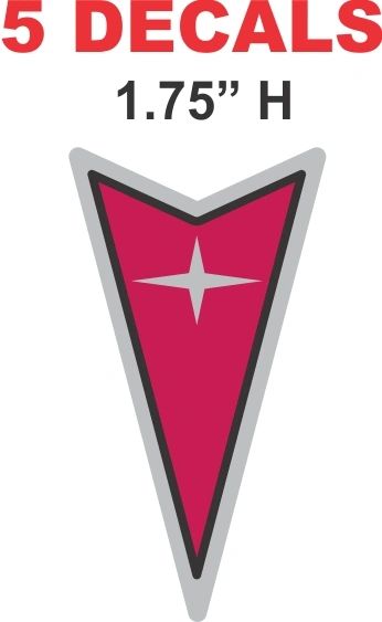 5 Pontiac Arrowhead Decals - Nice, Sharp & Vivid - Die Cut To shape