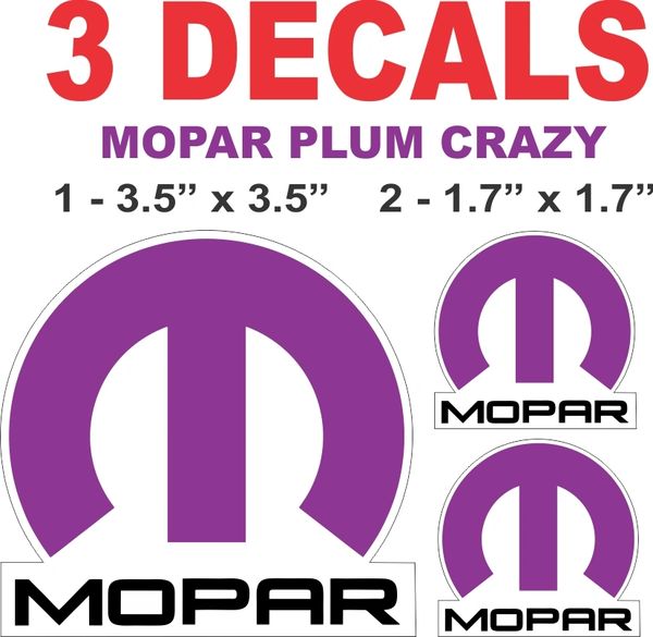 3 Plum Crazy Mopar Decals