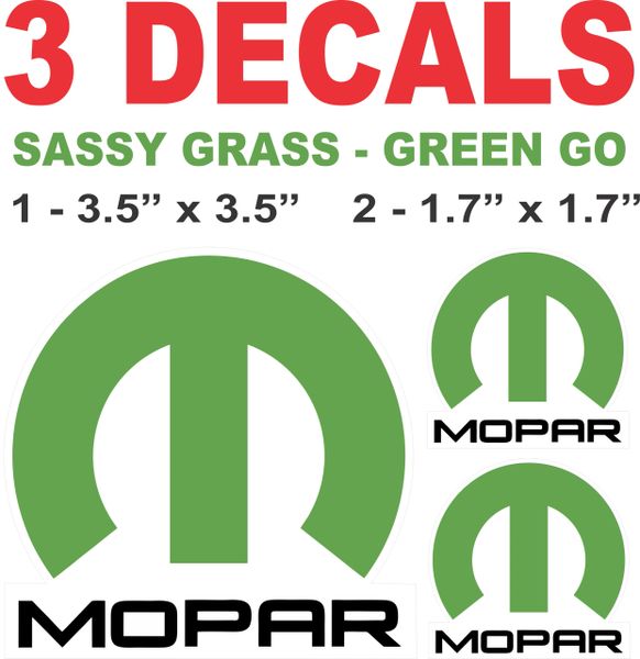 3 Sassy Green Mopar Decals