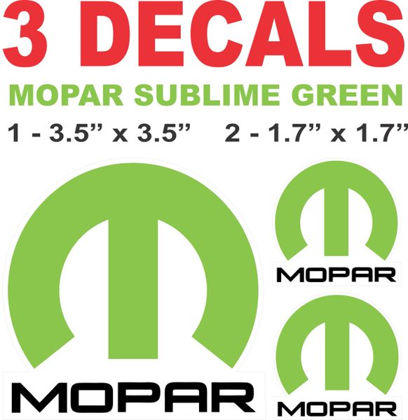 3 Sublime Green Mopar Decals