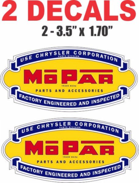 2 Mopar Pasrt and Accessories Decals - Very Nice and Die Cut To Shape