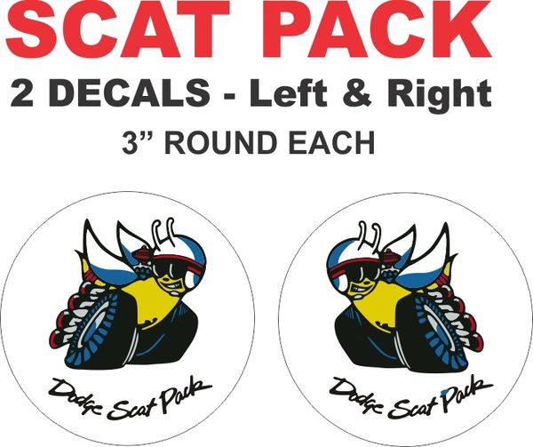 2 Vintage Style Dodge Mopar Scat Pack Round Decals - Nice, I promise