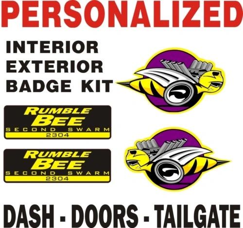 Custom Rumble Bee 4 Decal Set - Add Your 4 Digit VIN - Let me know at checkout