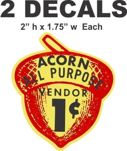 2 Oak Acorn Vending North Western Gumball Machine 1 cent Vendor Vinyl Decals