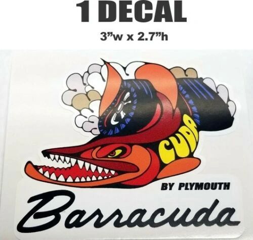 1 Plymouth Barracuda Cuda Hemi Decal - Very Nice! Die Cut to shape