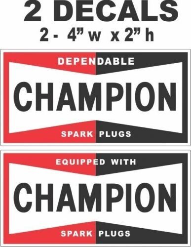 2 Different Style Champion Spark Plu Decals