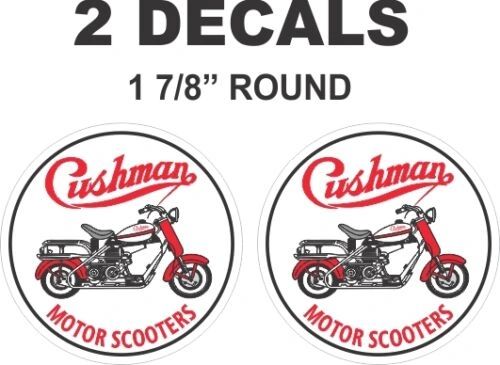 2 - 1 & 7/8" inch Round Cushman Motor Scooter Truckster Eagle Vinyl Decals