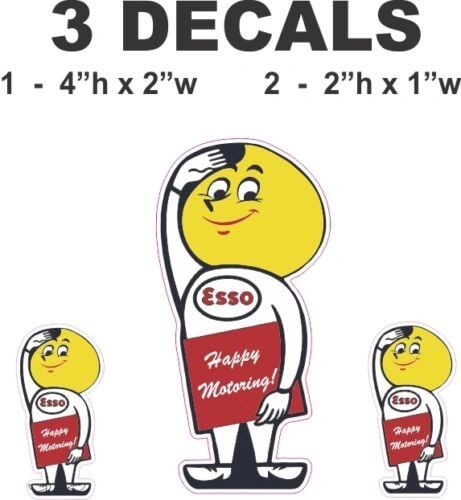 3 Esso Gasoline Man Vinyl Decals
