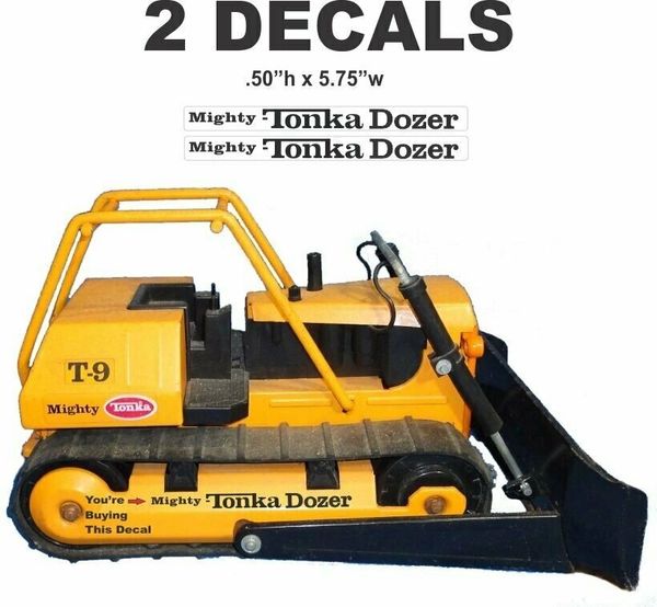 2 Mighty Tonka Dozer Decals - On Crystal Clear Mylar Film