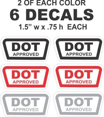 6 DOT Approved Bell Arai Shark AGV Shoei Snell Motorcycle Helmet Vinyl Decals