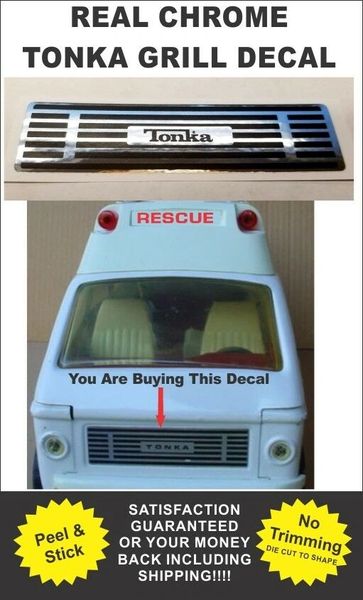 Pressed Steel Tonka Truck Metro Van Ambulance Rescue Squad Front Grill Decal