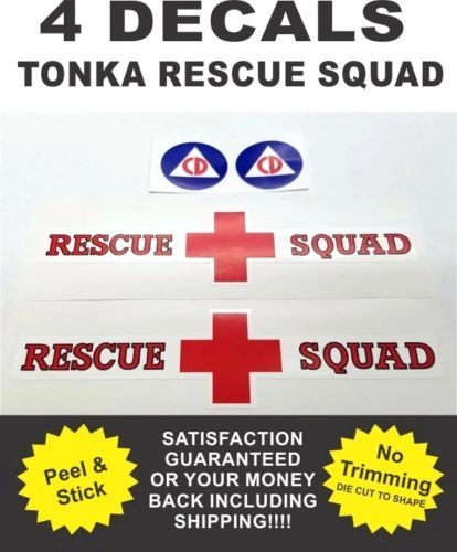 Pressed Steel Tonka Truck Metro Van Rescue Squad Complete Decal Set Very Nice