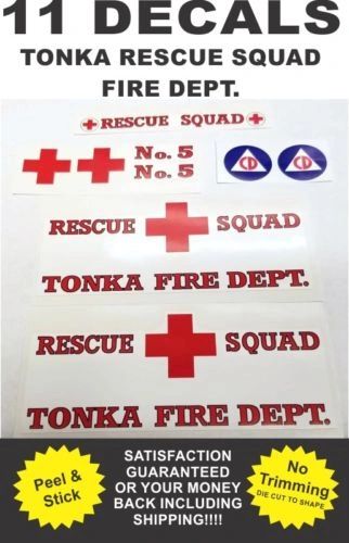 Pressed Steel Tonka Truck Metro Van Rescue Squad Fire Dept. Complete Decal Set