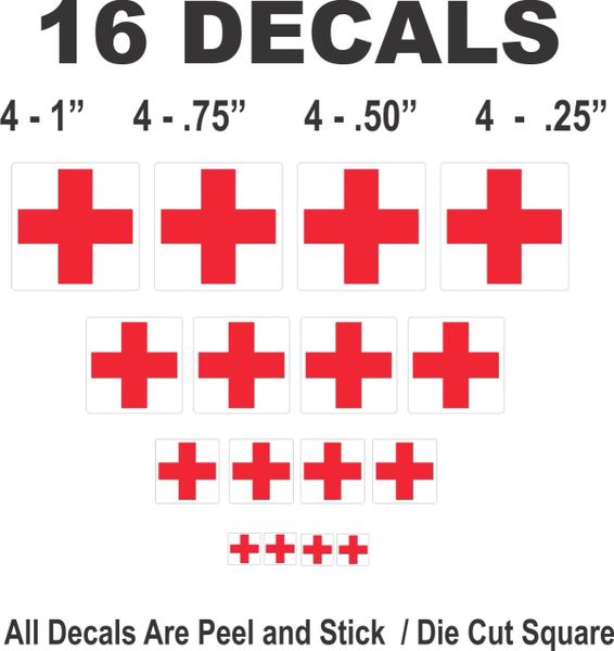 Tootsietoy Midgetoy Ambulance Decals Red Cross on Square Scale Models Dioramas