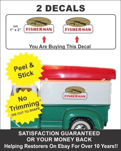 Vintage Mighty Pickup Truck Canopy Fisherman Decal For Tonka
