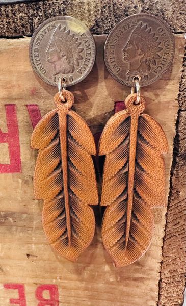 Penny Stud Feather Earrings