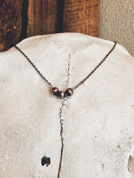 Oxidized Silver Navajo Pearl Necklace
