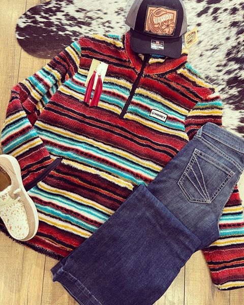 CLEARANCE Payton Fleece Pullover Red Serape