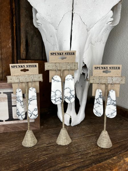 White Howlite Slab Earrings