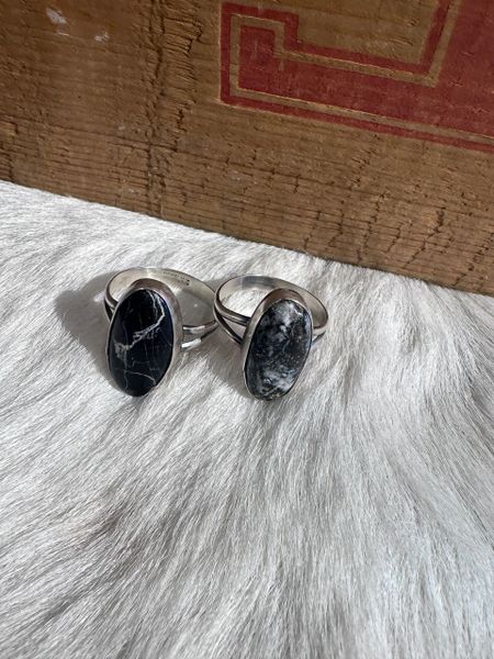 White Buffalo Silver Ring Size-8