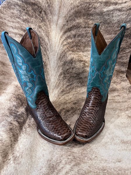 Chocolate Blue Python Boots