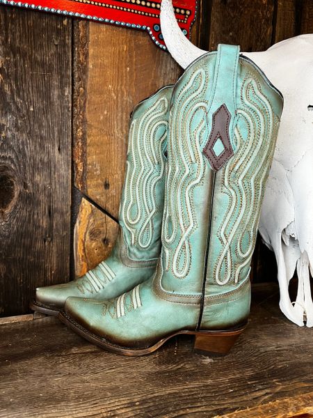 Turquoise Laser Embroidered Boot