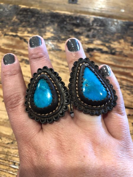 CLEARANCE Leather and Turquoise ring
